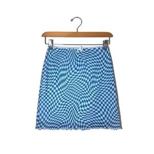 Wild Fable Blue and White Checkered Mini Skirt